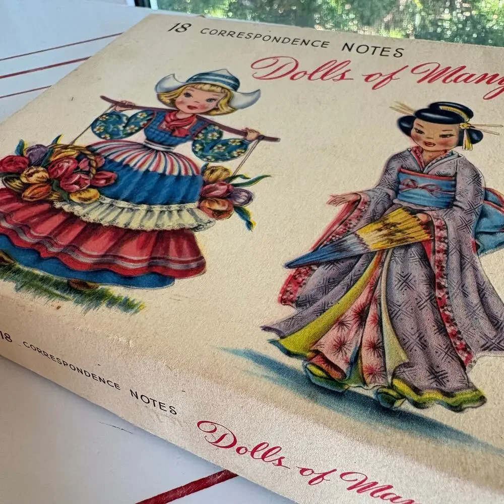 Vintage Tichnor Dolls of Many Lands Note Cards Box set of 11